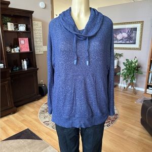 M blue long sleeve cowl neck sweatshirt-size L